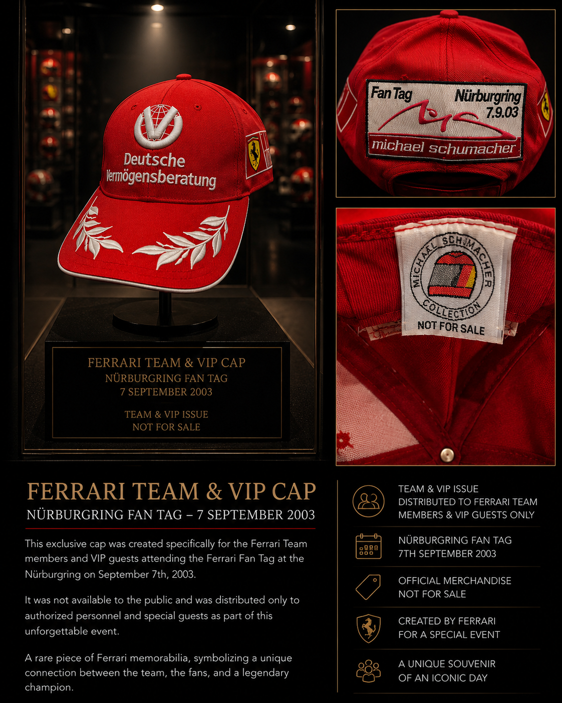 Michael Schumacher Ferrari Nürburgring Fan Tag 2003 Cap – Not For Sale