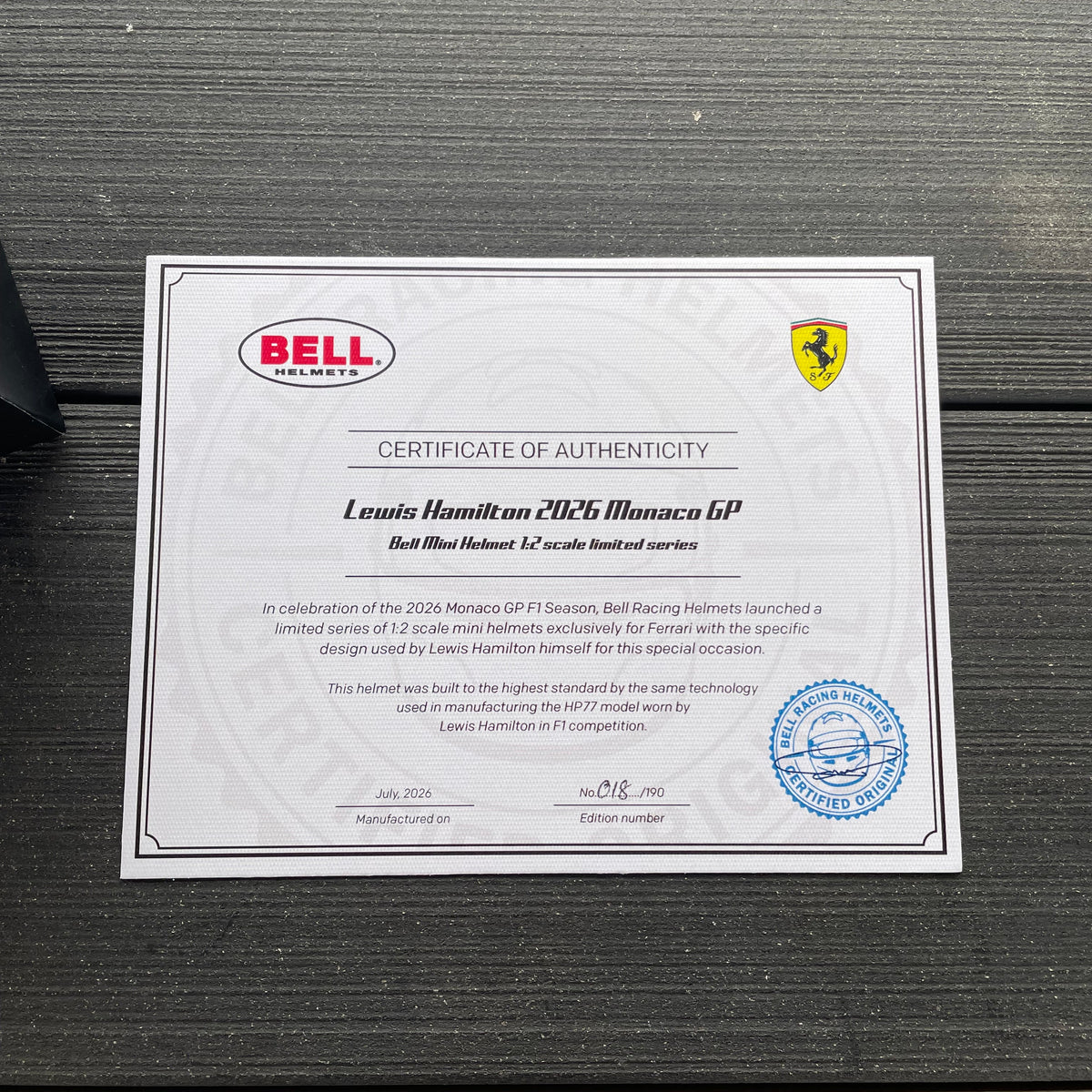 1:2 Lewis Hamilton – Monaco Grand Prix 2026 – Limited Edition 18 of 190 - Signed