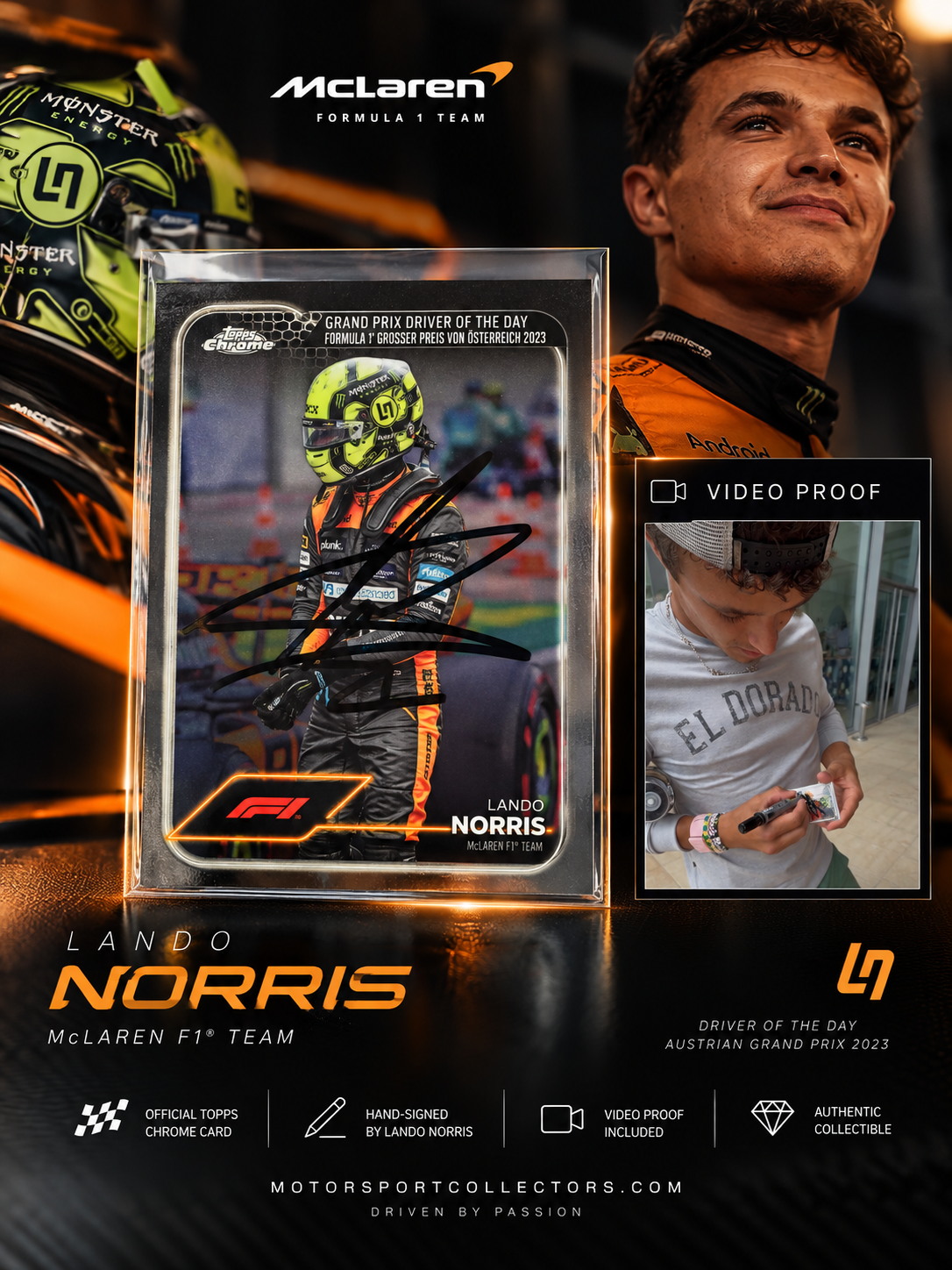 Lando Norris – Topps Chrome 2023 Austrian GP – Signed Card