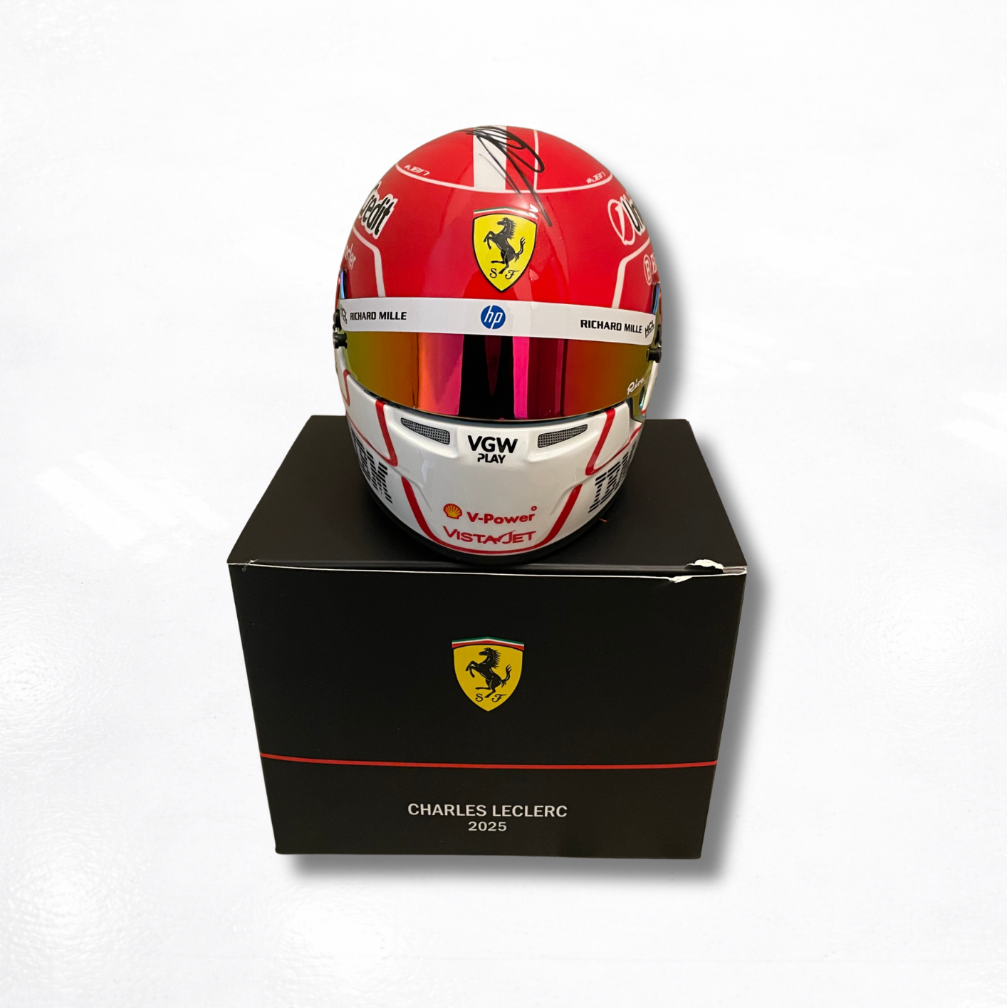 1/2 Charles Leclerc Ferrari 2025 Helmet Signed